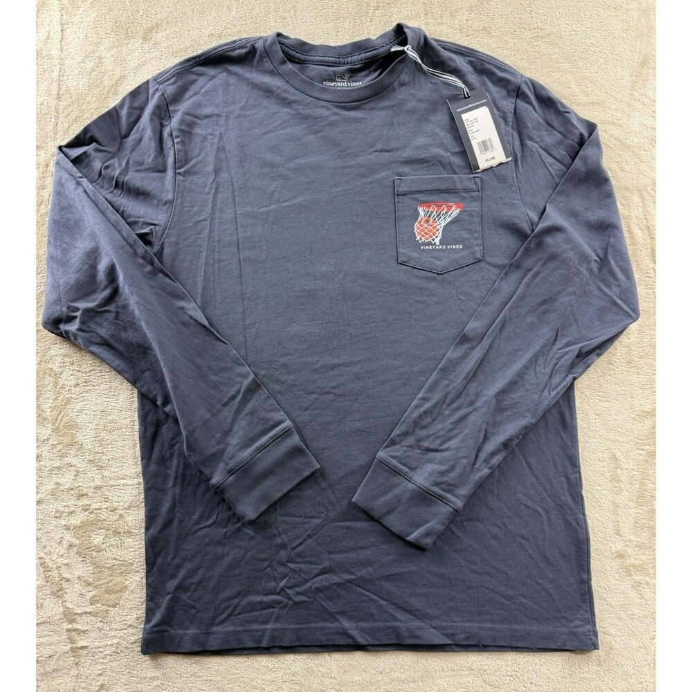 NWT Vineyard Vines Buckets Long Sleeve Pocket Tee Boys Size XL (18)